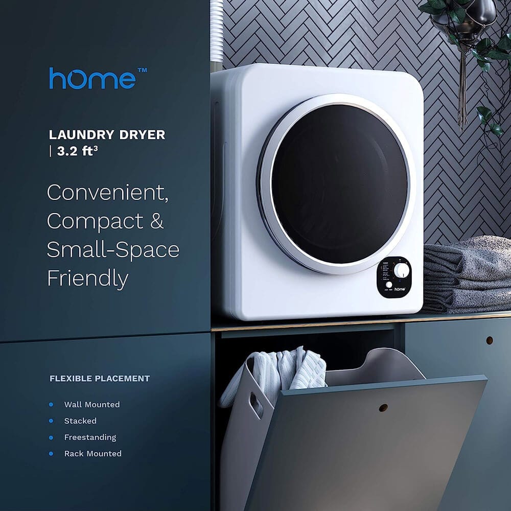 hOmeLabs Compact Front Loading Portable Laundry Dryer, White