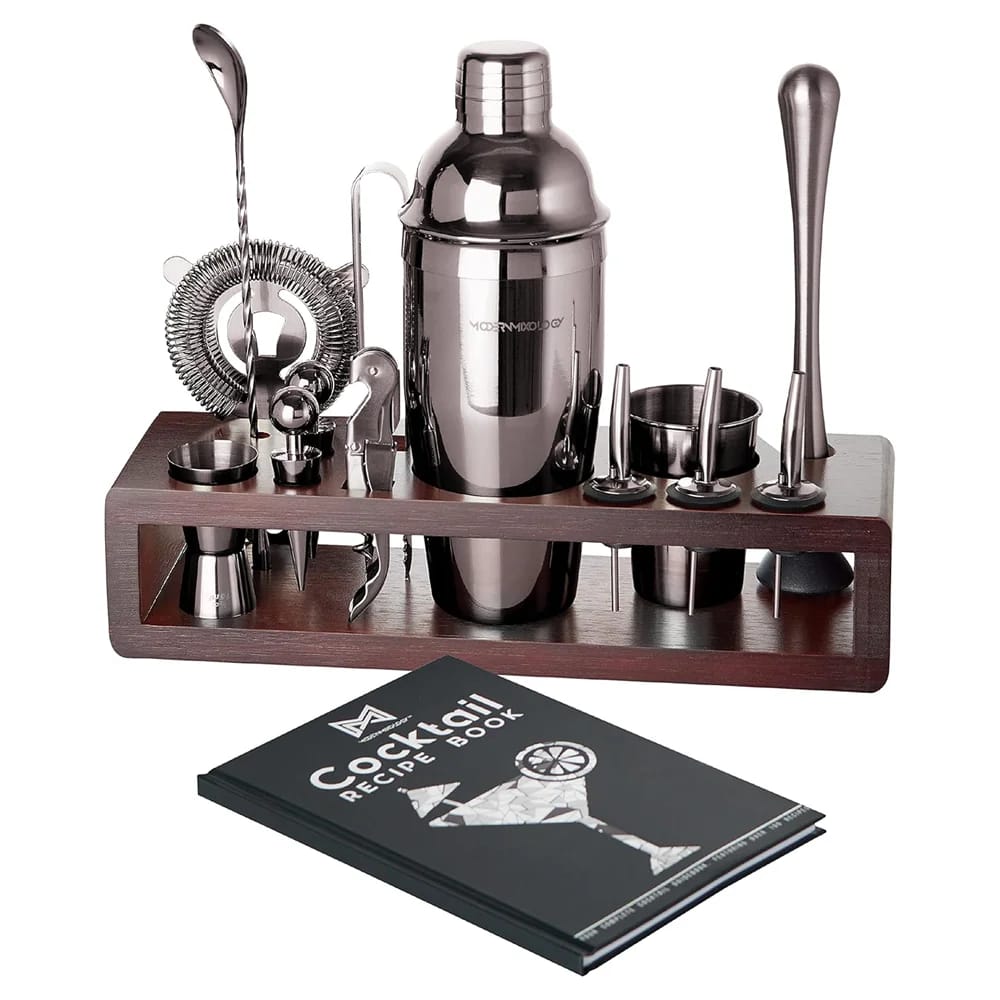 Modern Mixology 24-Piece Stainless Steel Bartender Kit, Gunmetal