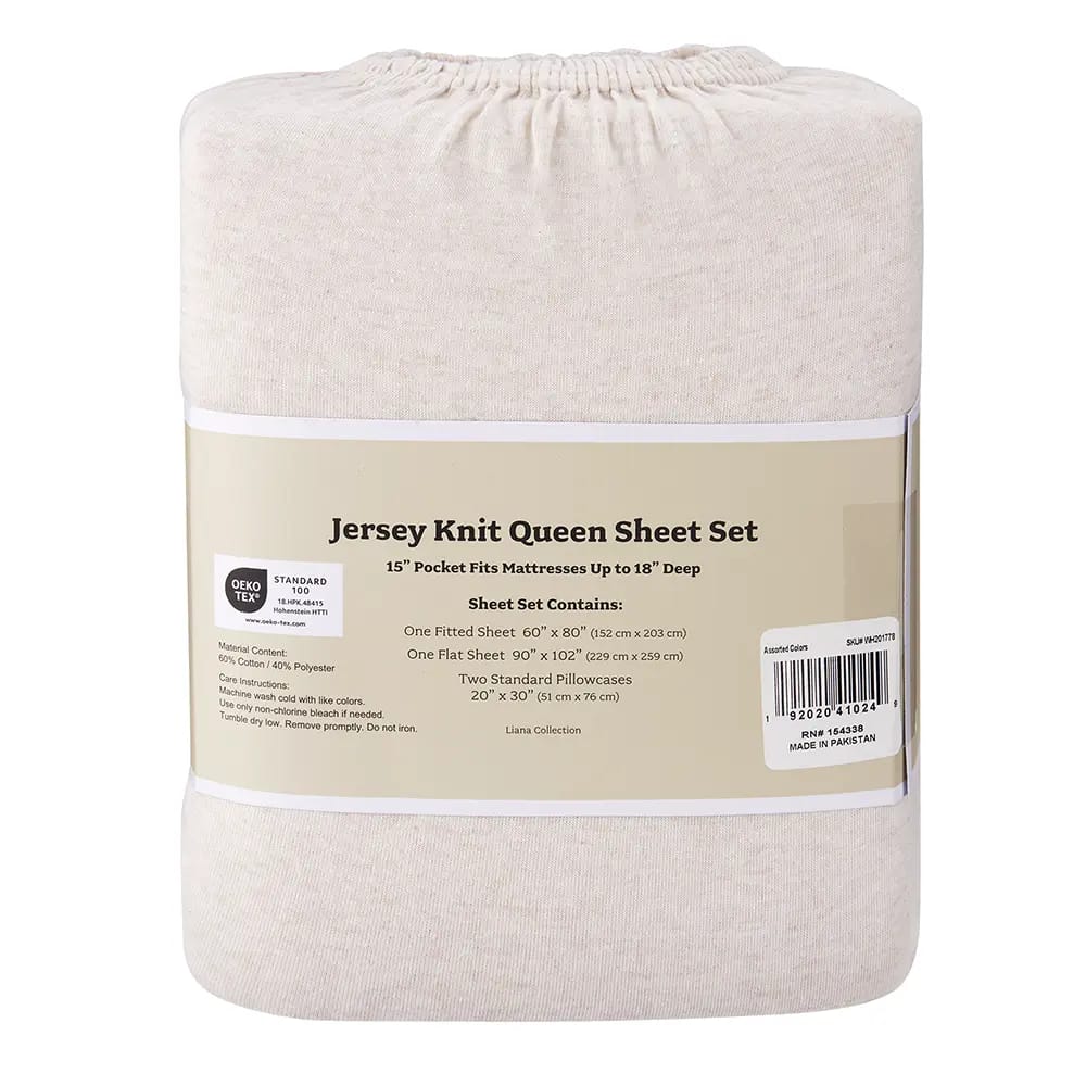 Jersey Knit Queen Sheet Set, 4 Piece