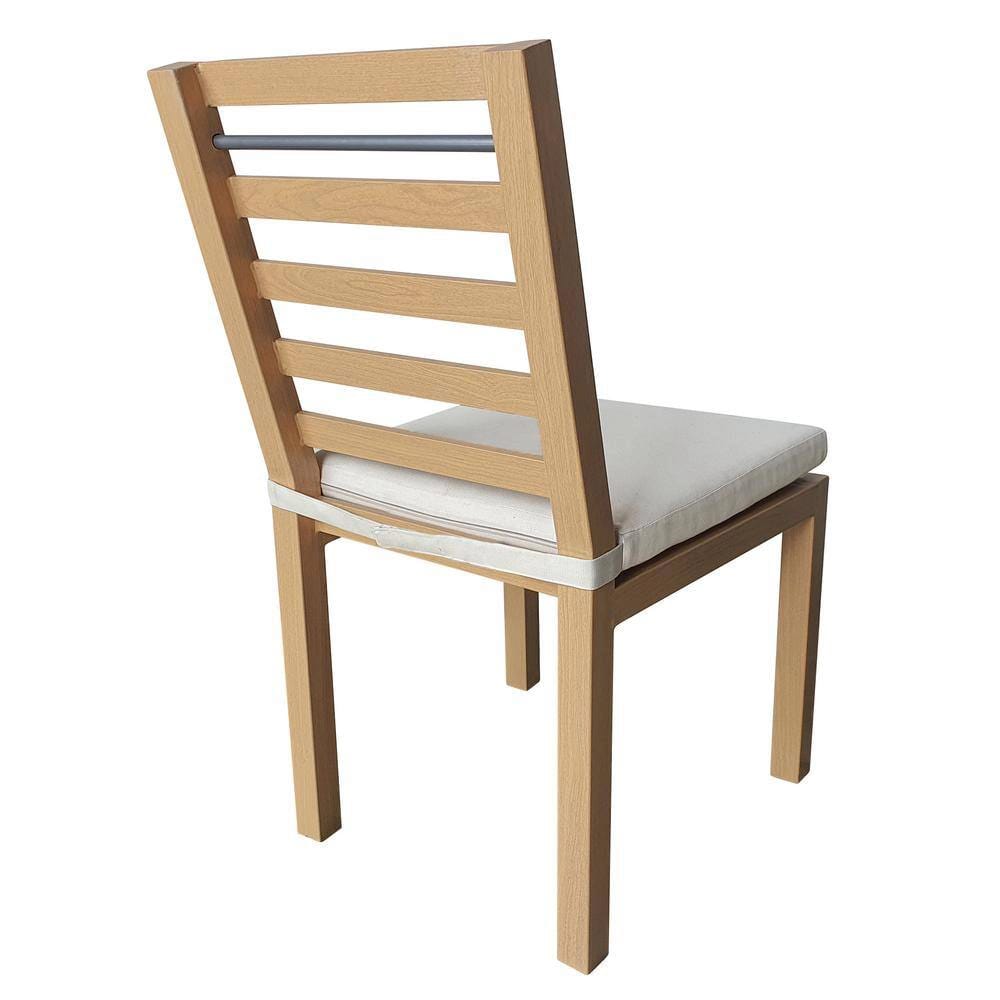 TK Classics Cushioned Aluminum Outdoor Dining Chairs, Natural/White, Set of 2