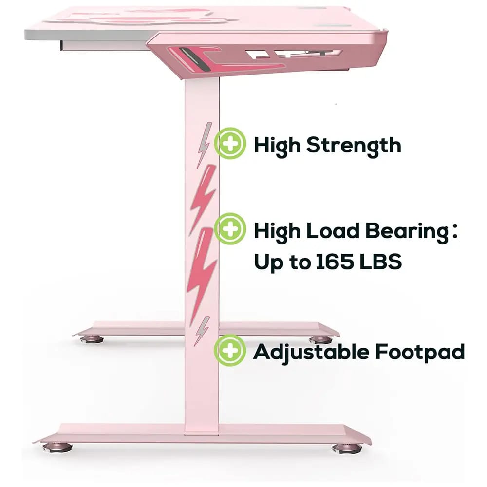 Eureka Ergonomic Gaming Desk, Pink