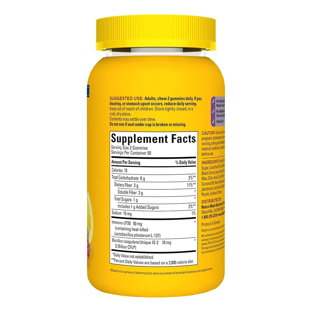 Nature Made Triple-Action Biotics, Prebiotic Fiber Gummies, 100 ct