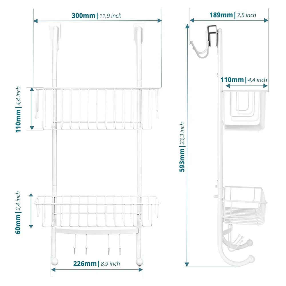 Smartpeas Hanging Stainless Steel Shower Shelf, White