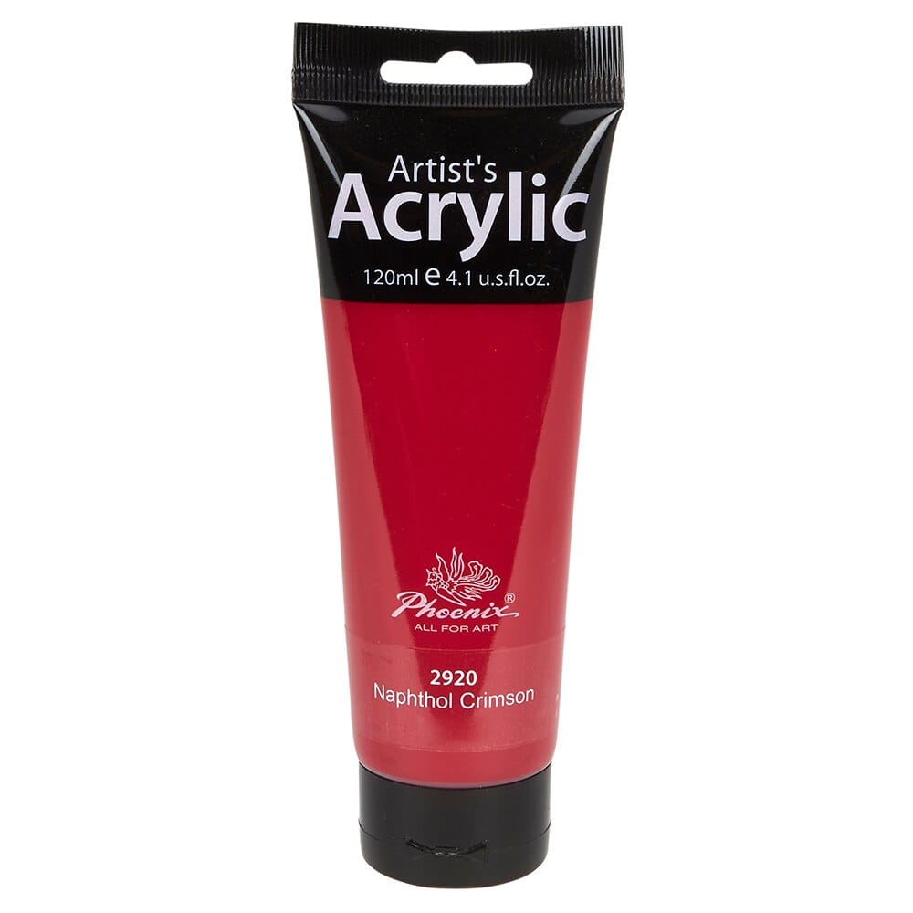 Phoenix Artist's Acrylic Paint, Naphthol Crimson, 120 ml