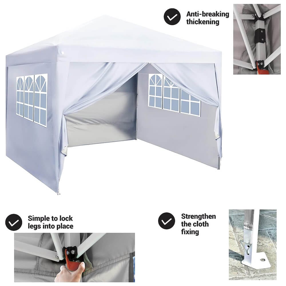 10' x 10' Pop-Up Canopy Tent with Sidewall & Windows, White