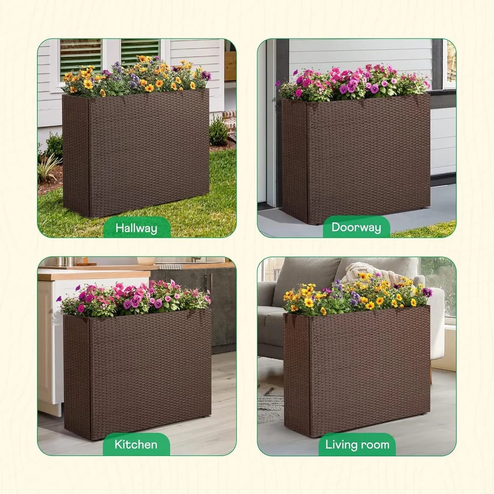 Idzo All Weather Wicker Raised Garden Bed Planter, Brown