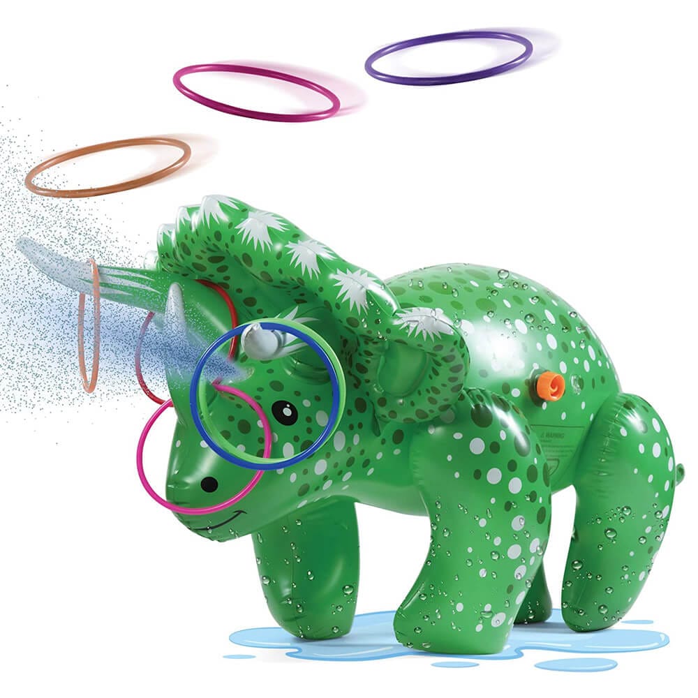 Prextex 2-in-1 Dinosaur Water Sprinkler & Ring Toss Combo