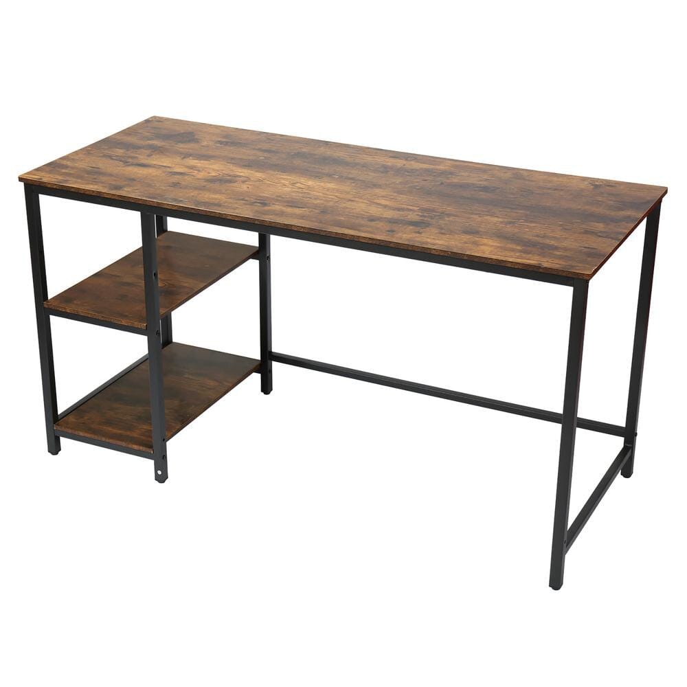 55" Industrial Computer Desk with Two Shelves