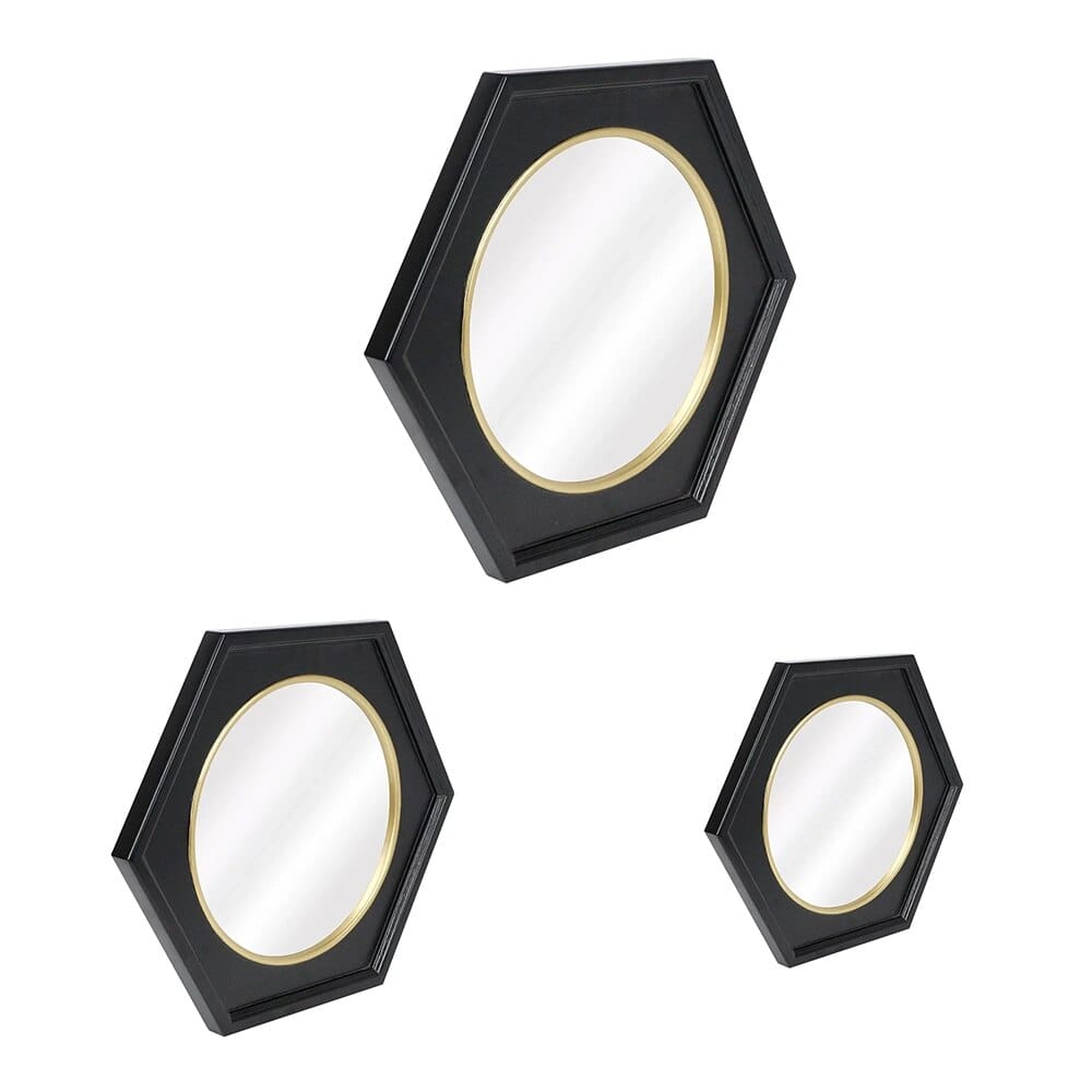 One Kings Lane Open House Calais Wall Mirrors, Set of 3, Black