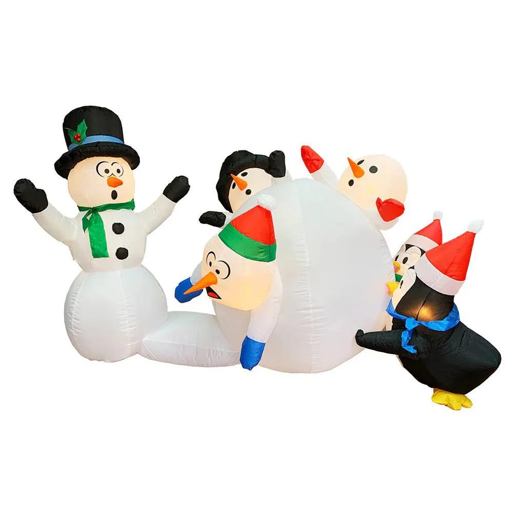 4' Winter Fun Snowman & Penguin Inflatable