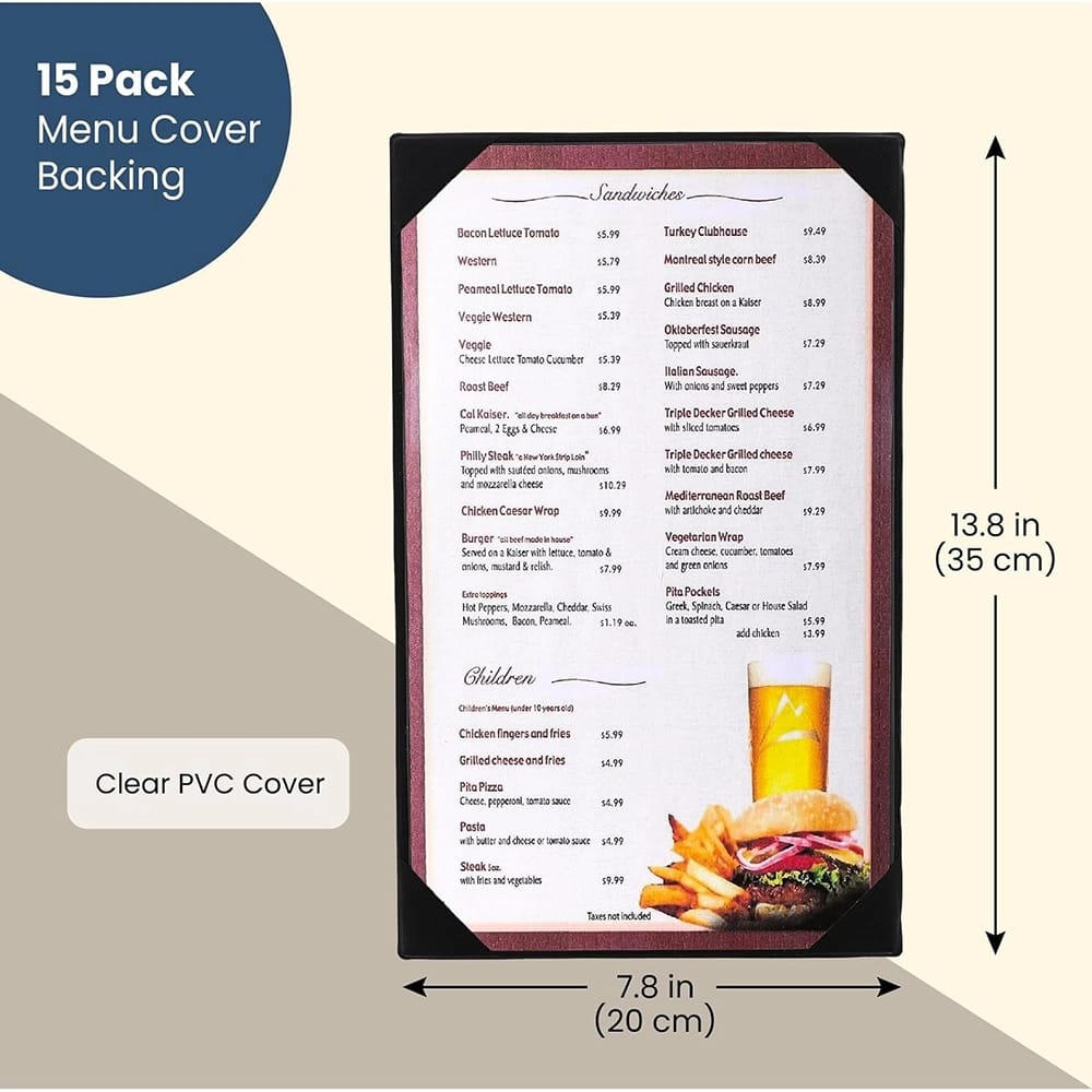 Juvale Restaurant Menu Cover Holders, Black, 12 Pack