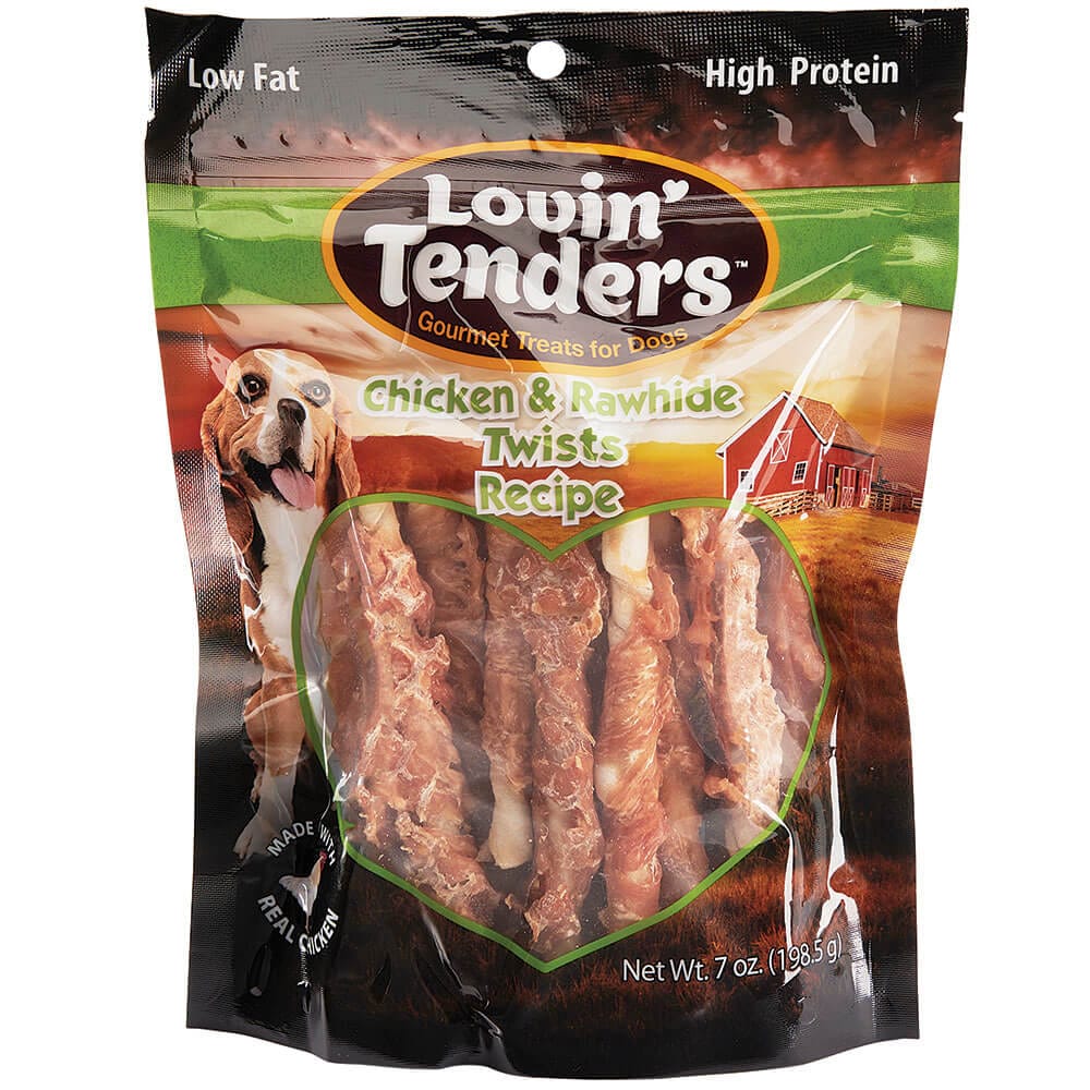 Lovin' Tenders Chicken & Rawhide Twist Dog Treats, 7 oz