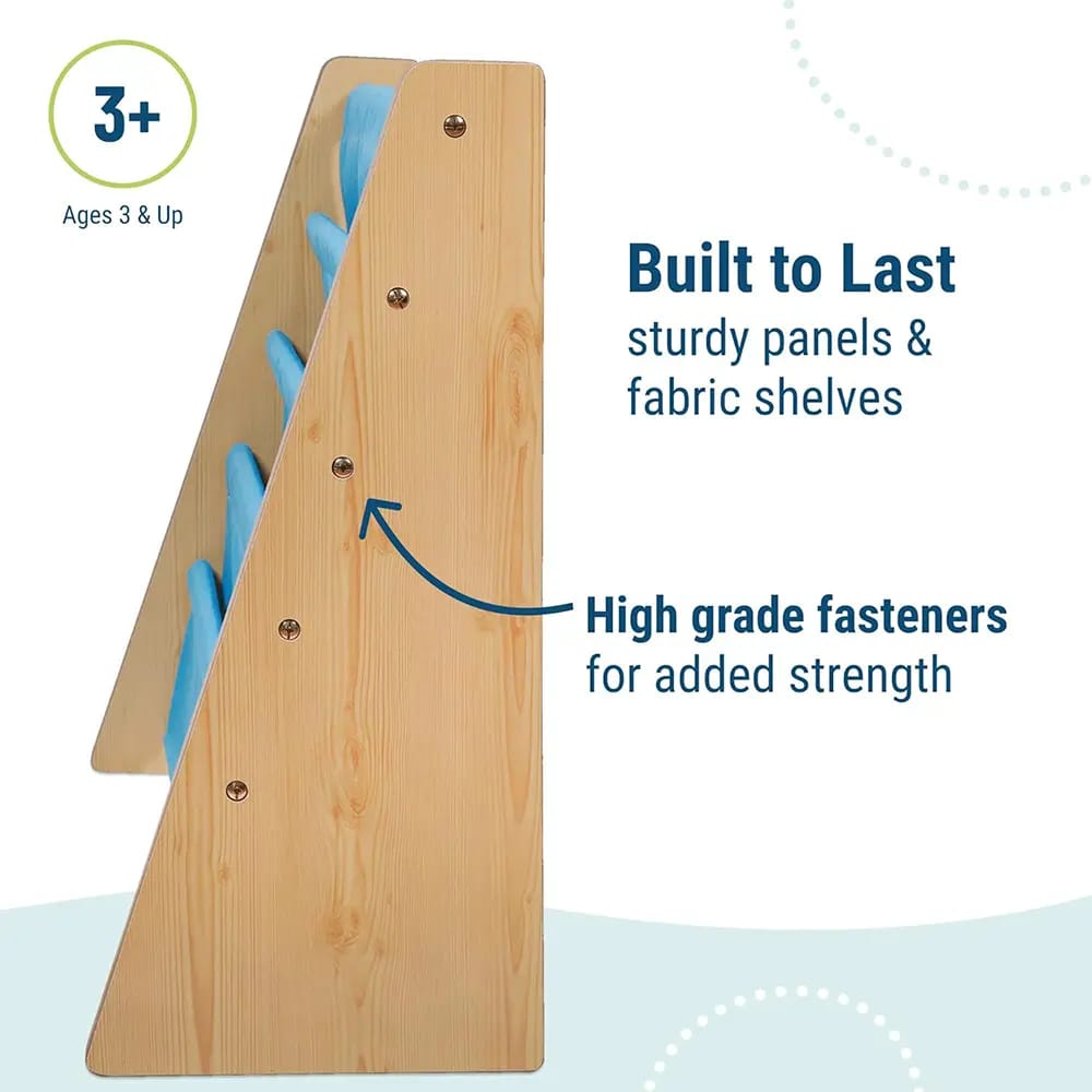 Wildkin Kids Canvas Bookshelf, Natural/Sky Blue