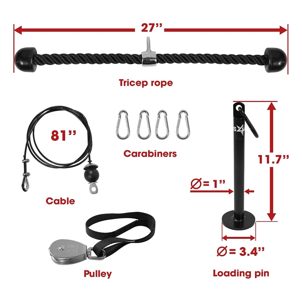 Yes4All LAT Pulley System with Plate Loading Pin & Pull Down Tricep Rope