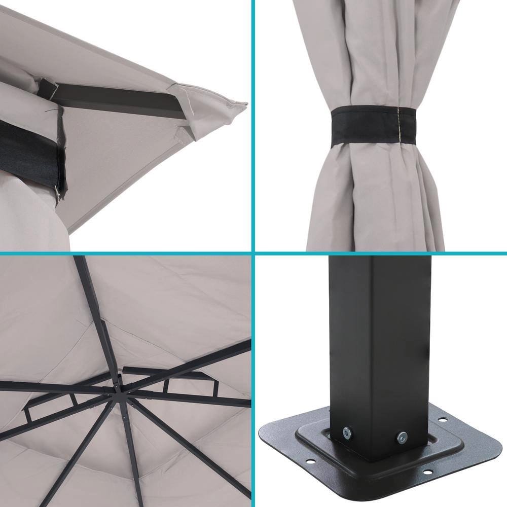Sunnydaze 9.2' x 9.2' Soft Top Patio Gazebo with Screens and Privacy Walls, Gray