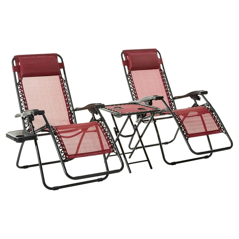 Zero Gravity Chairs with Side Table, 3 Piece