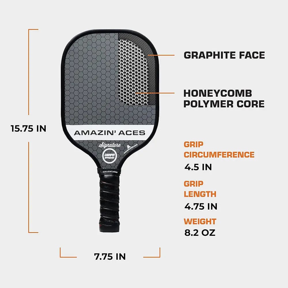 Amazin' Aces Signature Graphite Pickleball Paddle Set, Set of 2, Slate Gray