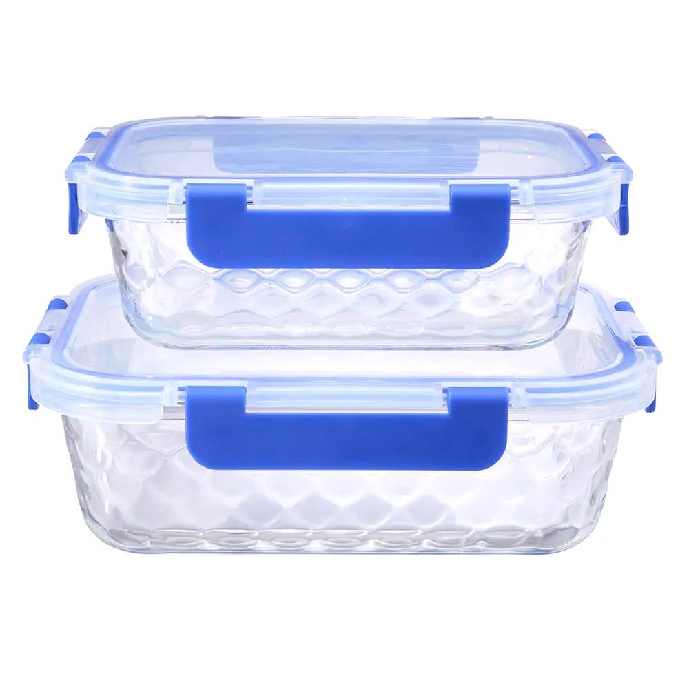 Home Living Glass Storage Containers With Lid, 2pk, 21.6 oz./35.1 oz.