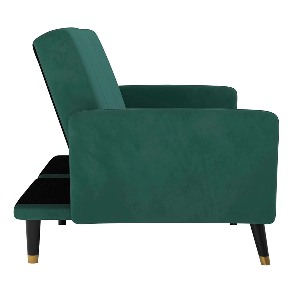 Convertible Split Back Velvet Futon, Emerald