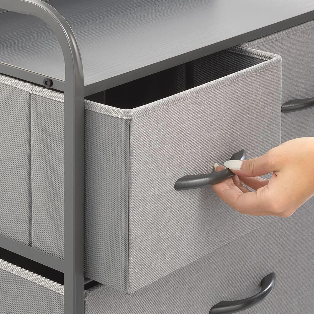 mDesign 5 Drawer Tall Dresser, Gray