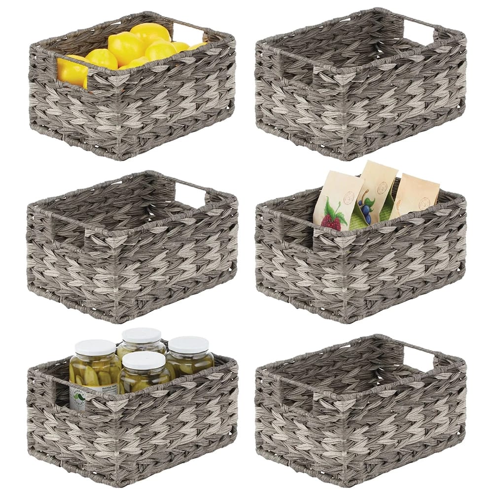 mDesign Woven Plastic Storage Bins, Gray Ombre, 6 Pack