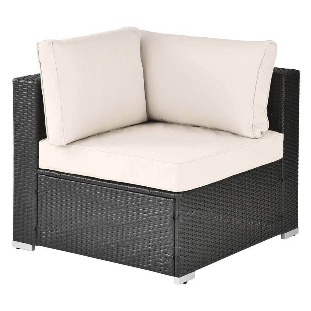 7-Piece Resin Wicker Patio Conversation Set, Espresso/Beige