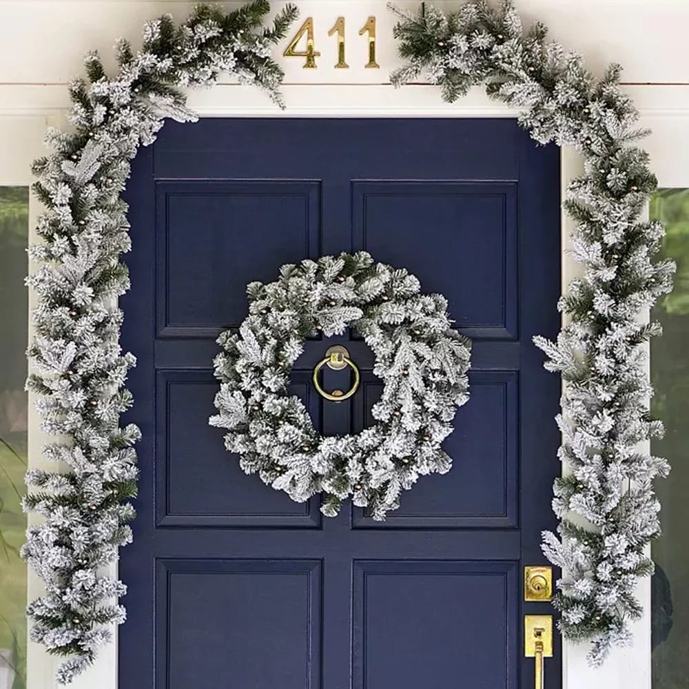 Estes Pine Pre-Lit Wreath & Garland Front Door Kit