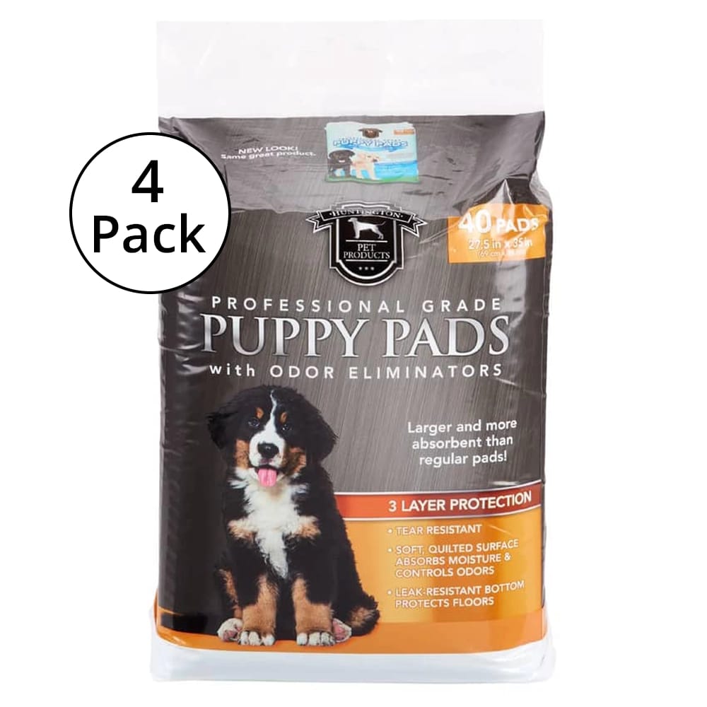 Huntington Pet Products Professional Grade 27.5" x 35" Puppy Pads with Odor Eliminators, 40 ct, 4-Pack