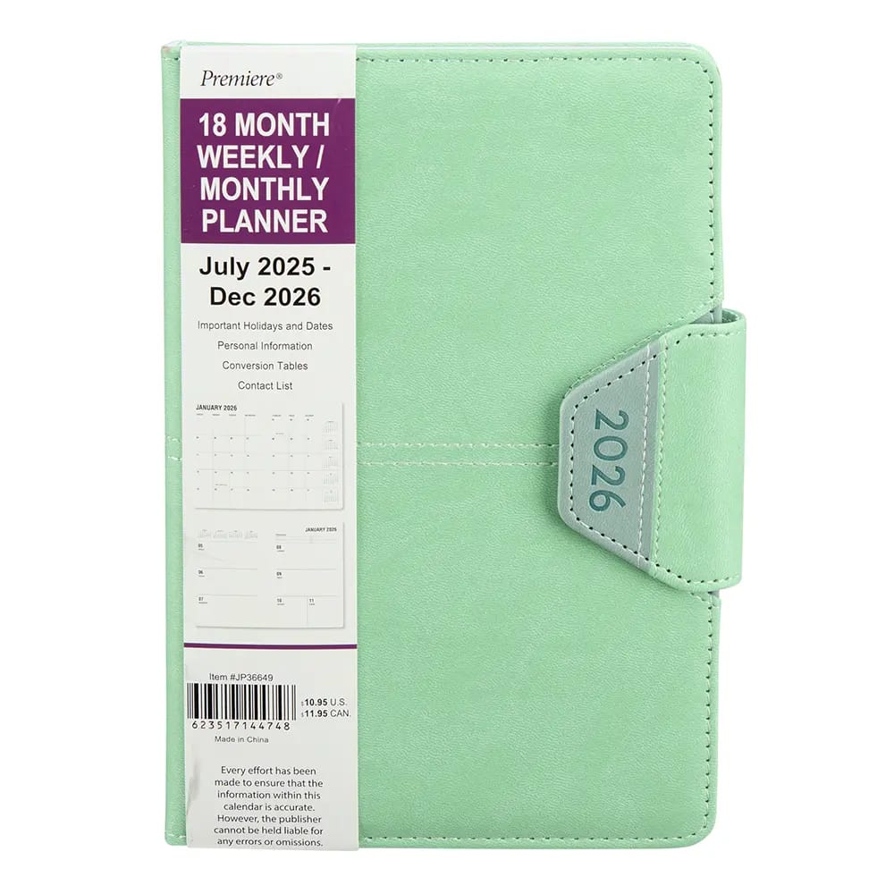 2025-2026 Premiere 18 Month Weekly/Monthly Planner with Clasp, 8"