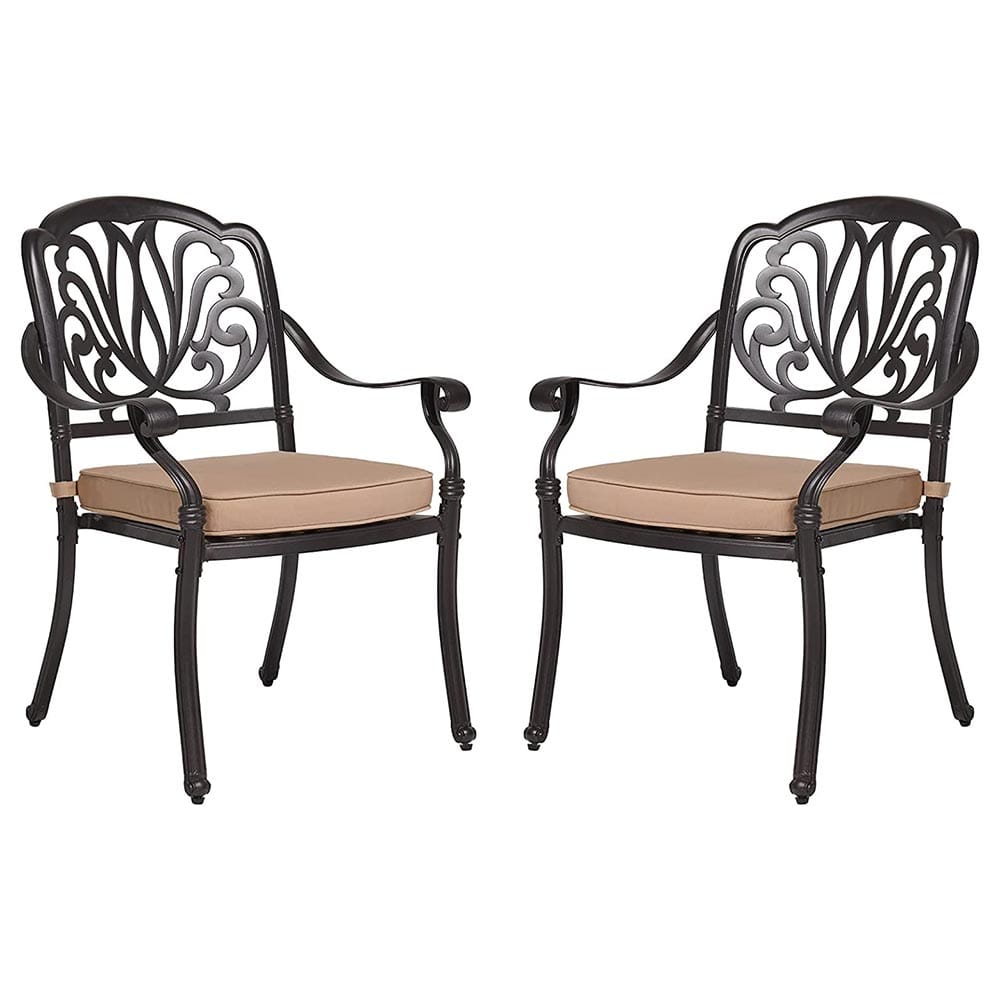 Laurel Canyon Stackable Outdoor Patio Dining Chairs, Set of 2, Dark Brown