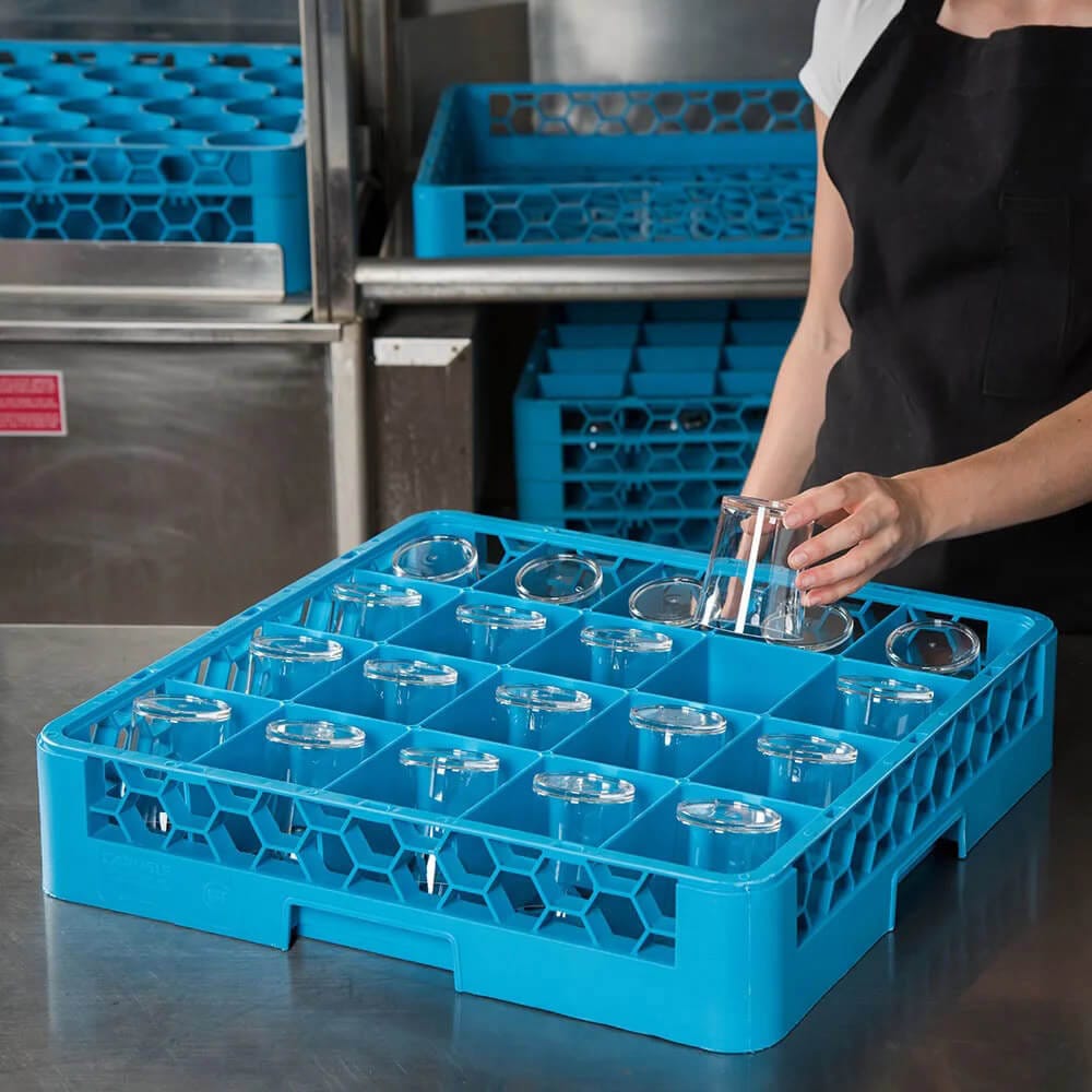 Carlisle OptiClean Glass Rack with 20 Compartments, Blue