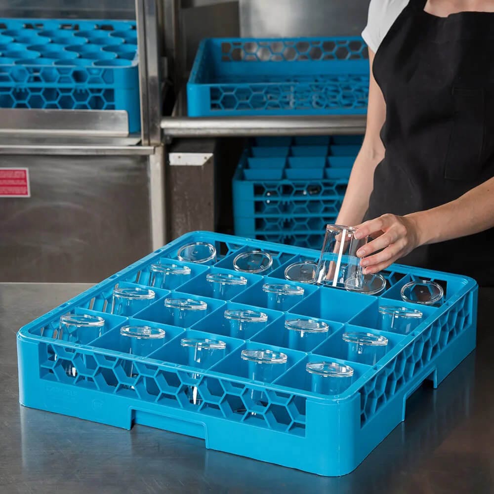 Carlisle OptiClean Glass Rack with 20 Compartments, Blue