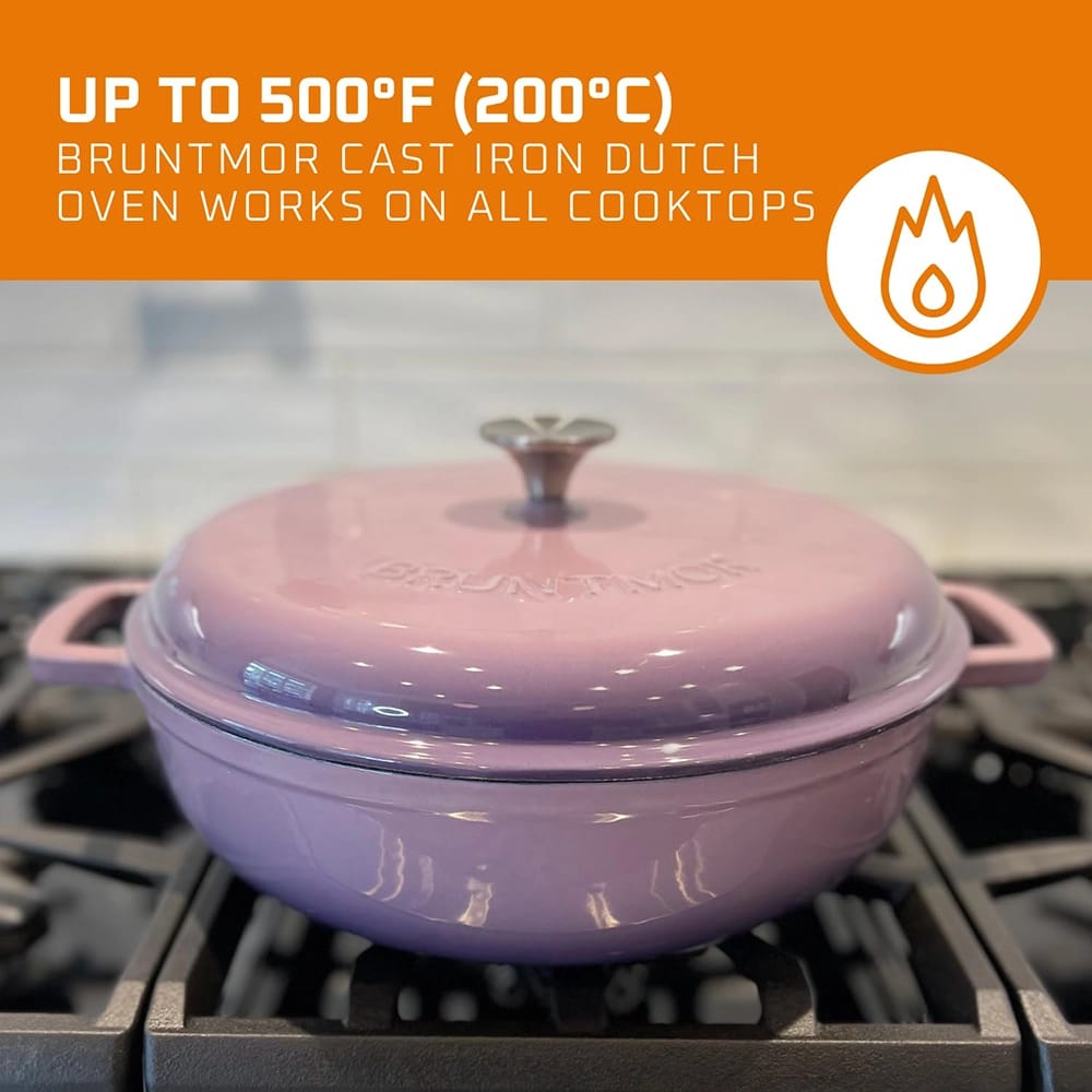 Bruntmor 4.5 Quart Pre-Seasoned Cast Iron Dutch Oven, Purple