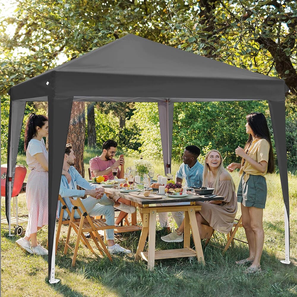 10' x 10' Pop-Up Canopy Tent with Sidewall & Windows, Gray