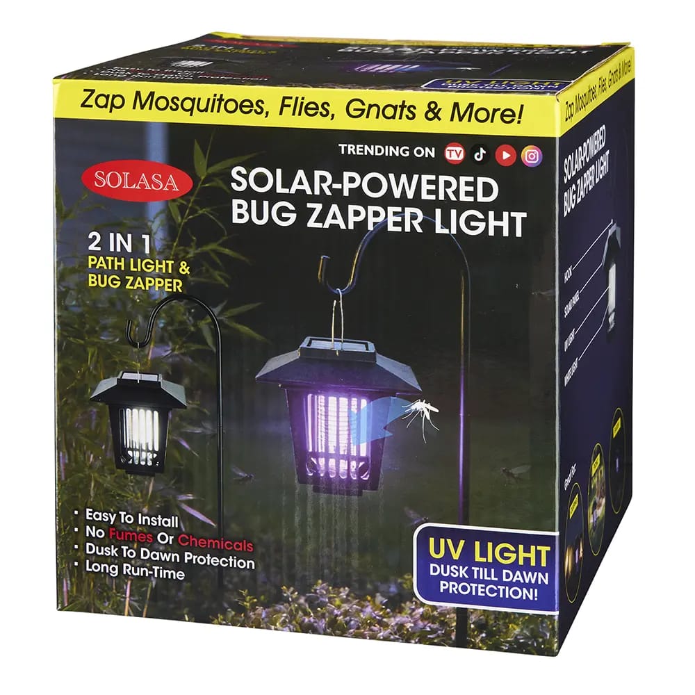 Solasa 2-In-1 Solar Hanging Path Light & Bug Zapper