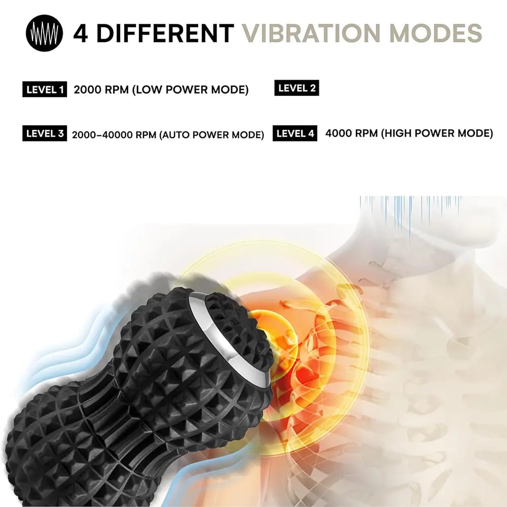 POWRX Rechargeable Vibrating Massage Roller, Black