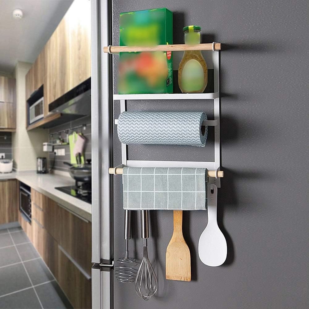 Okuna Outpost Magnetic Spice Rack with Paper Towel Holder, White