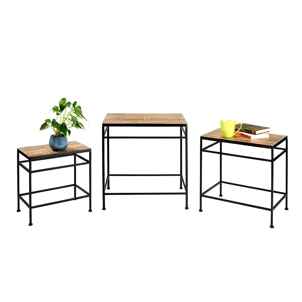 WoodLook TileTop Nesting Tables, Set of 3