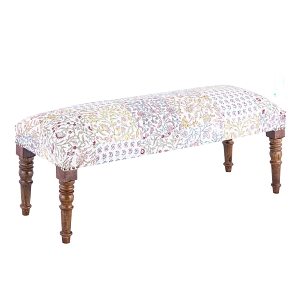 Albany Living Patchwork Print Bench, Blue/Green/Pink