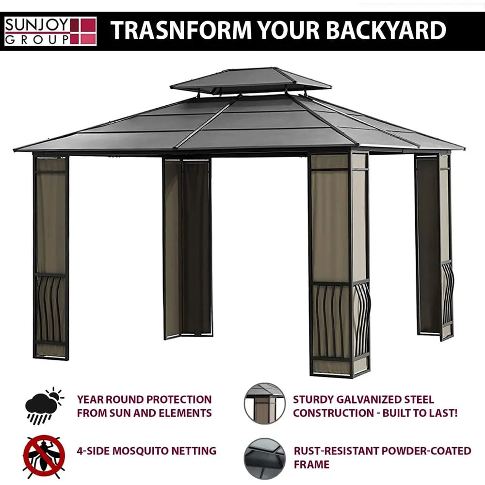 Wyndham 10' x 12' Hardtop Gazebo with Mosquito Netting