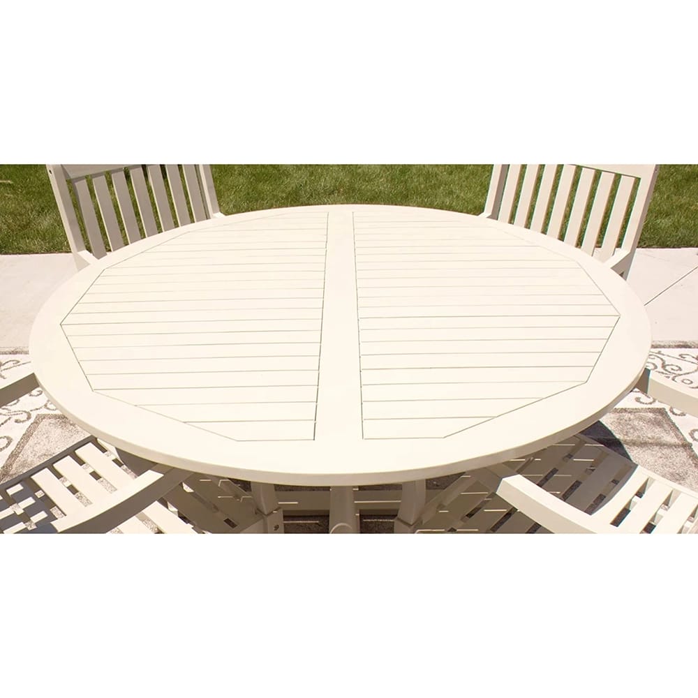 Smart Living Acacia Round Dining Table, Light Gray, 60"