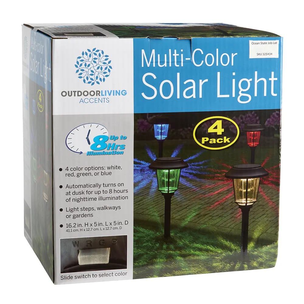 Multi Color Solar Light, 4pk