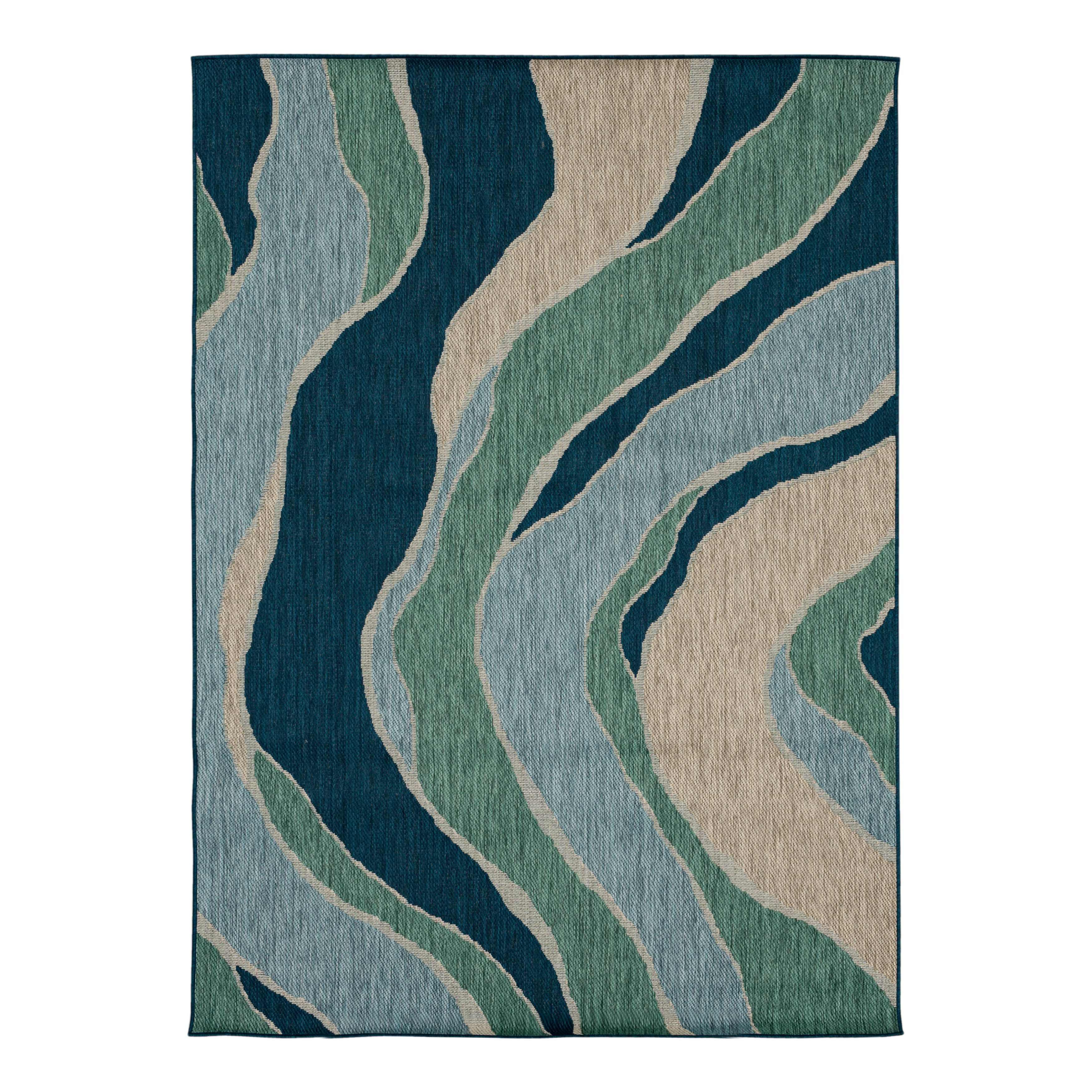 Mohawk Indoor/Outdoor Area Rug, Aqua Waves, 5'3" x 7'3"