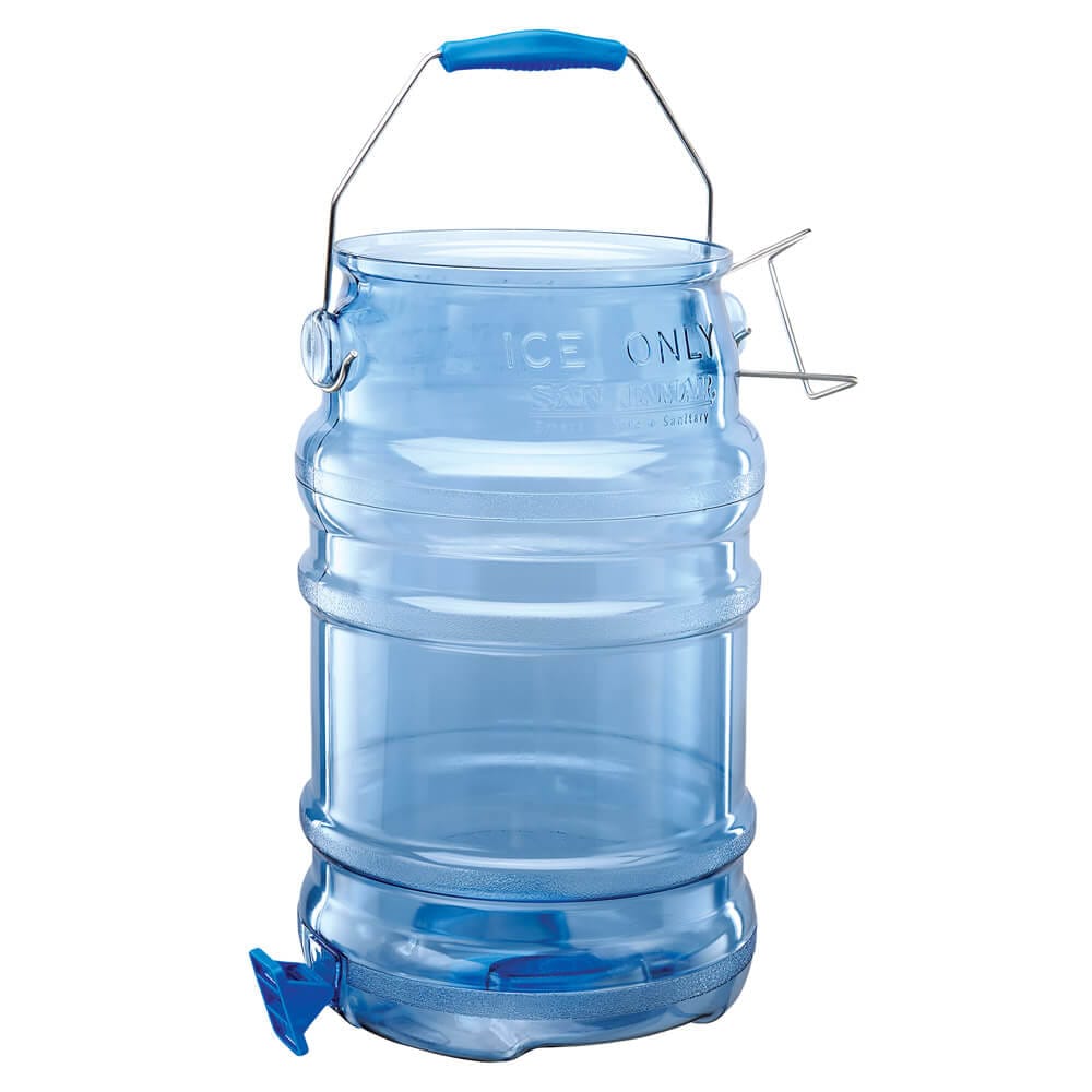San Jamar Saf-T Ice Tote with 6 Gallon Capacity, Clear Blue