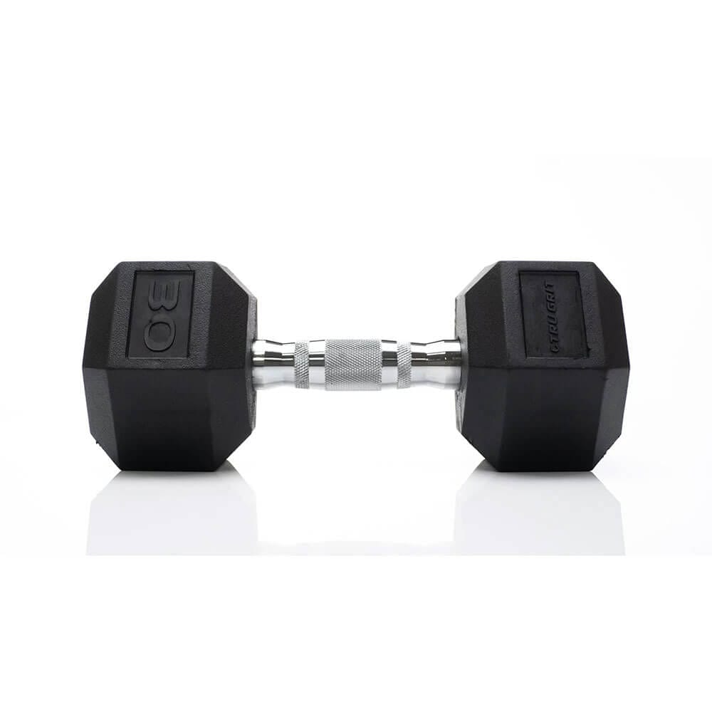 Tru Grit Fitness 30 lb Rubber Hex Single Dumbbell