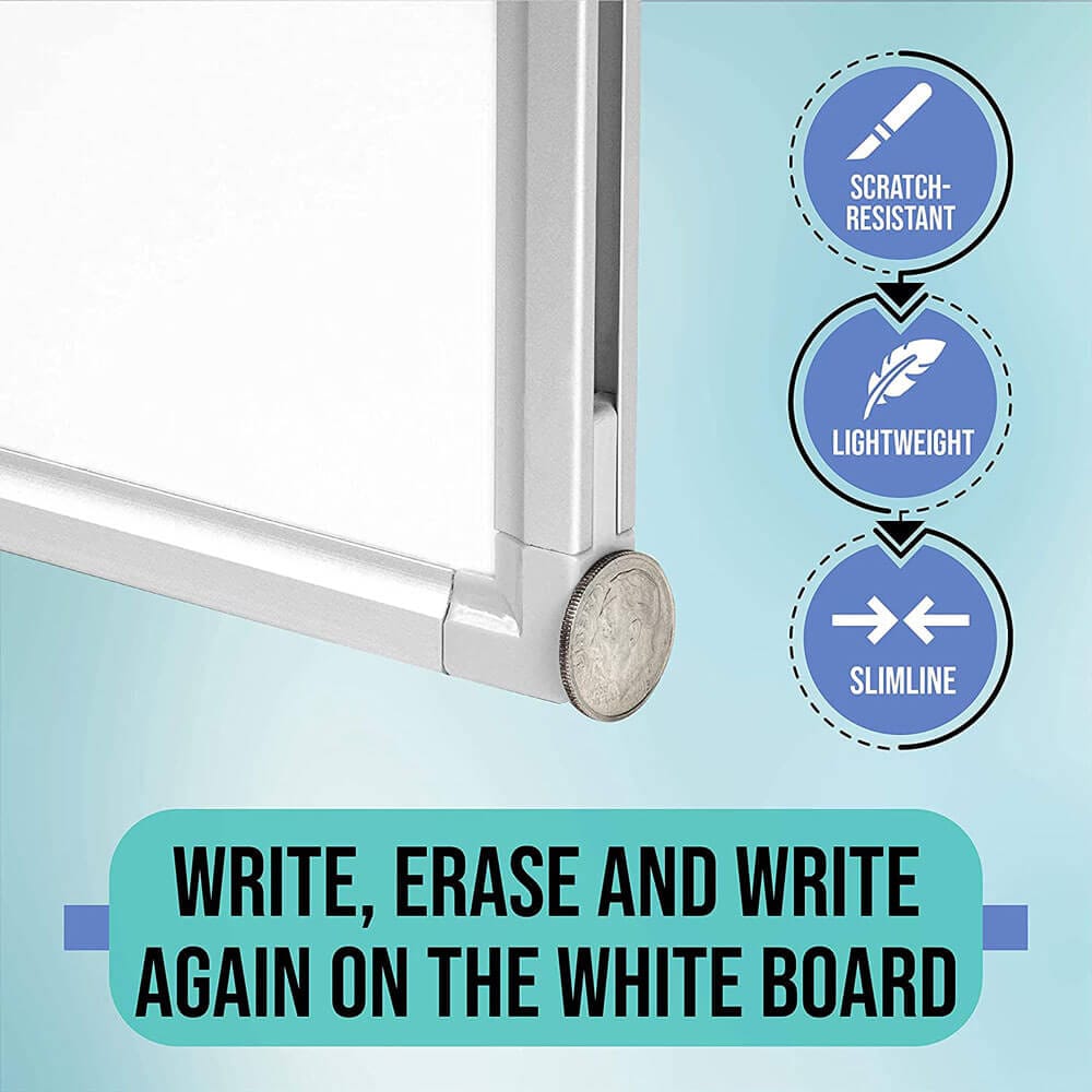 Officeline Ultra-Slim, Lightweight 24" x 36" Magnetic Dry Erase Whiteboard with Accessories