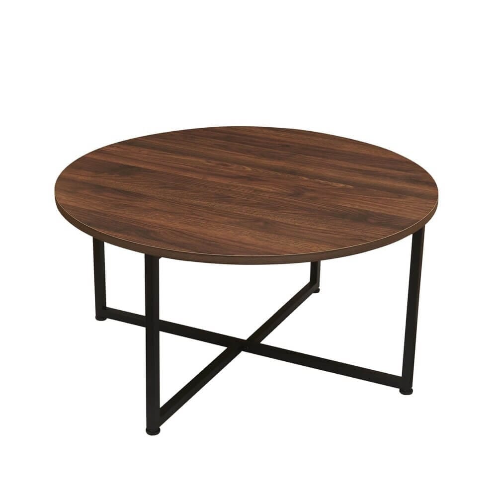 Household Essentials Jamestown Collection Mid-Century Round Coffee Table, Walnut