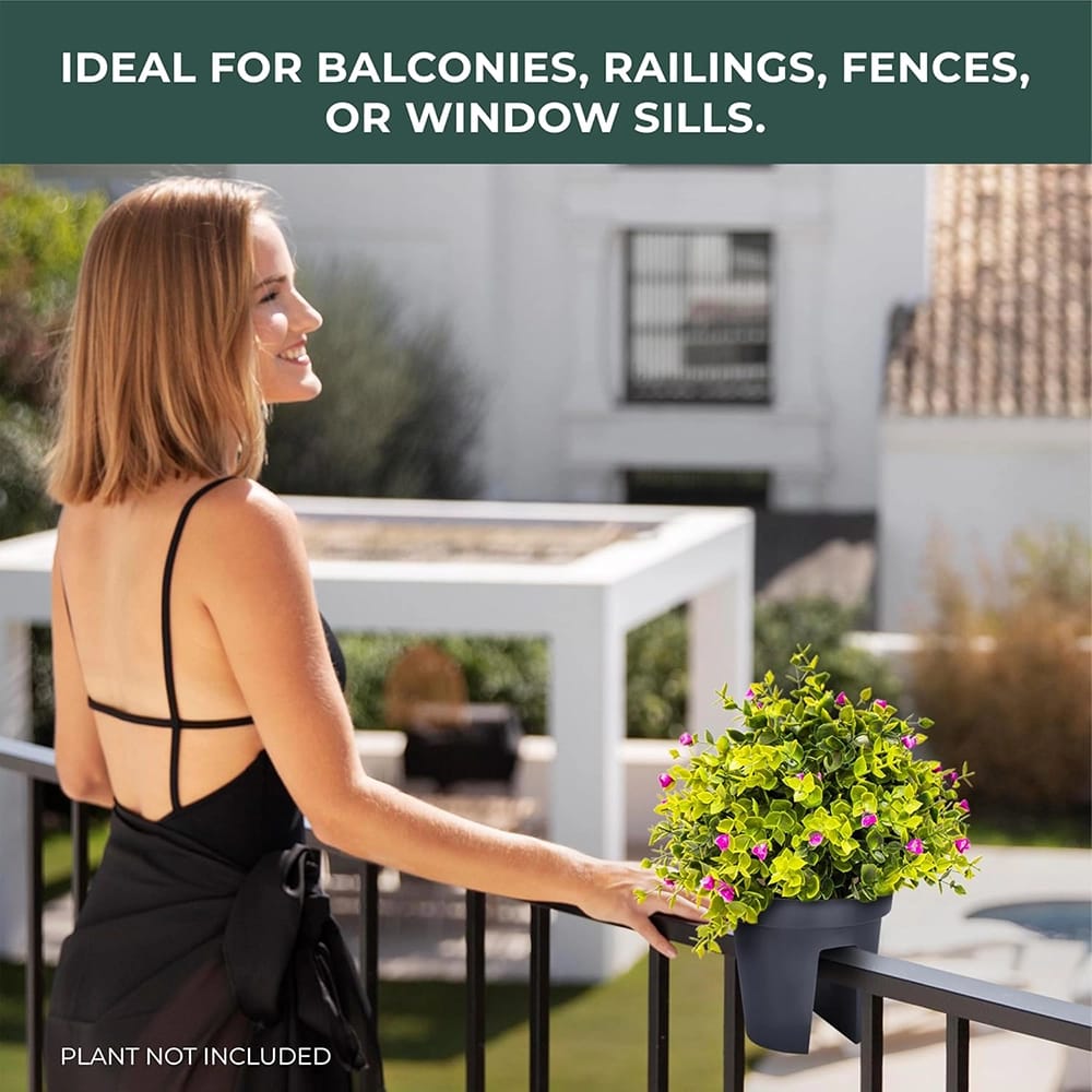 Window Garden Deck Railing Planter, Gray