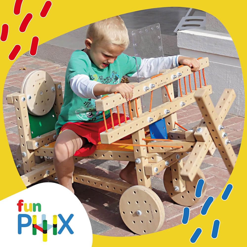 Funphix 290-Piece Wooden Building Blocks Set for Kids