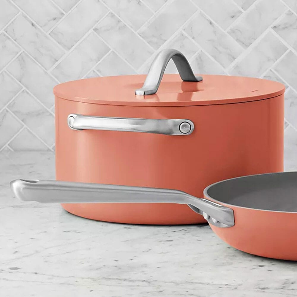 11-Piece Modern Ceramic Cookware Set, Coral